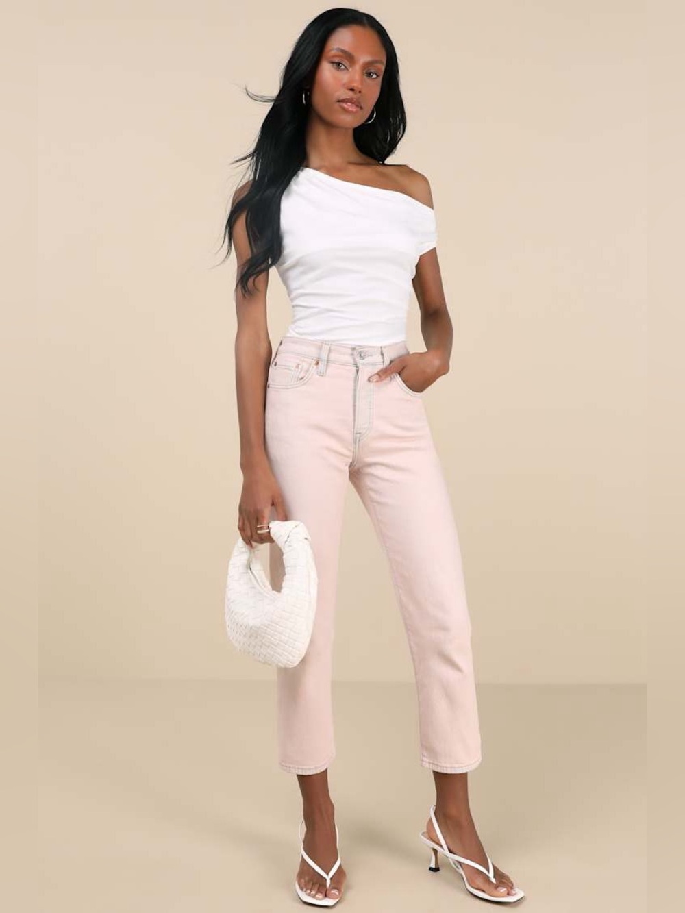Levi’s Ribcage Straight Super High Rise pink tie-dye wash Ankle Cropped Jeans